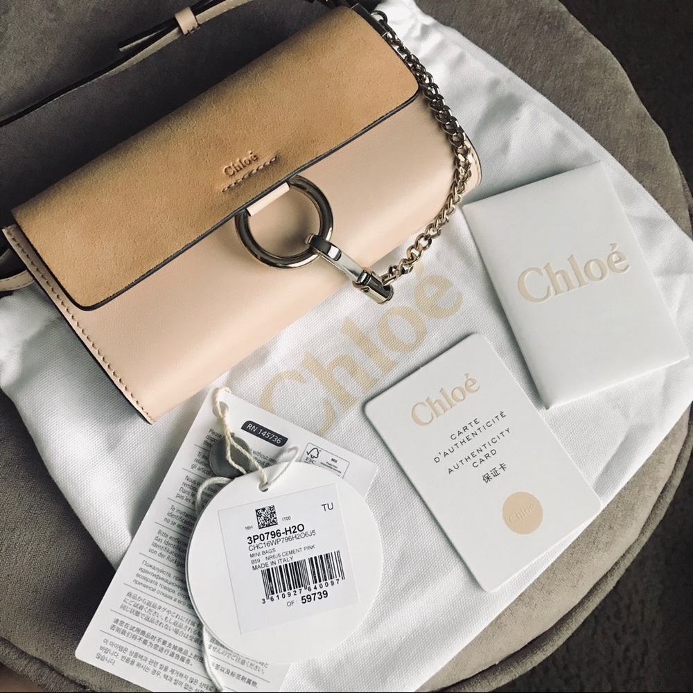Authentic Chloe Faye mini wallet on strap